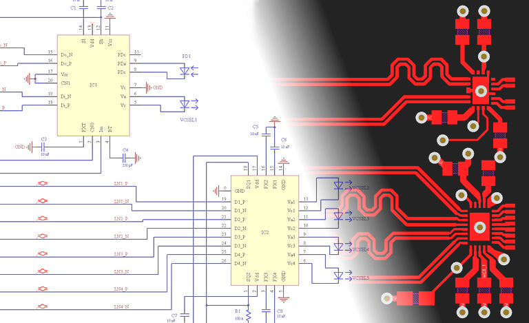 PCB schematics and layout